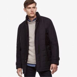 CARDINAL OF CANADA Quilted Wool Car Coat Navy Size Large